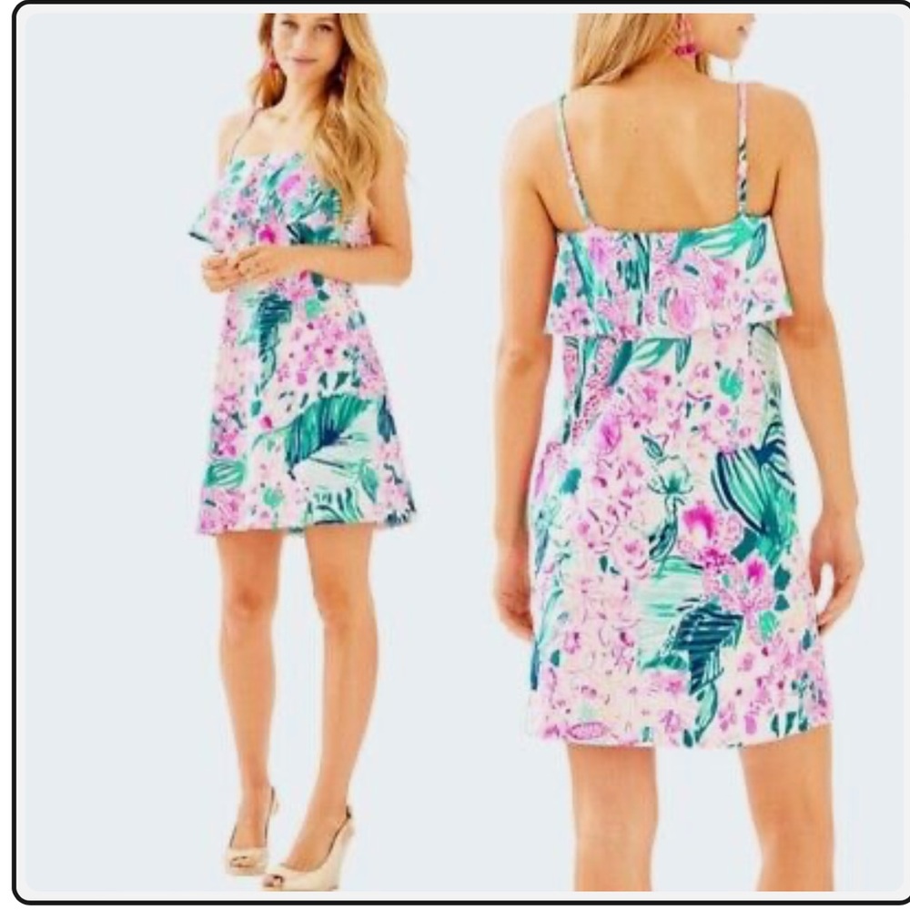 Lilly Pulitzer Tropical Pink and Green Mini Dress